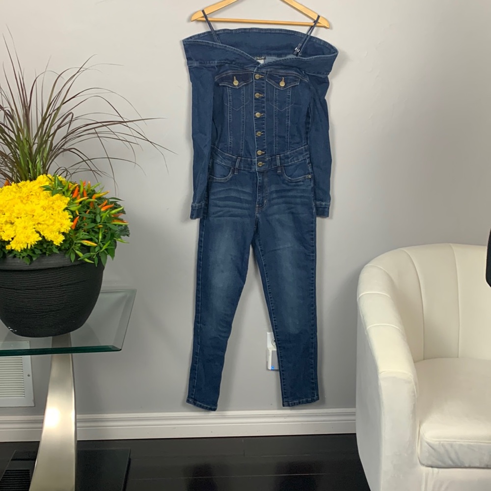 Venus Off the Shoulder Denim Jump Suit